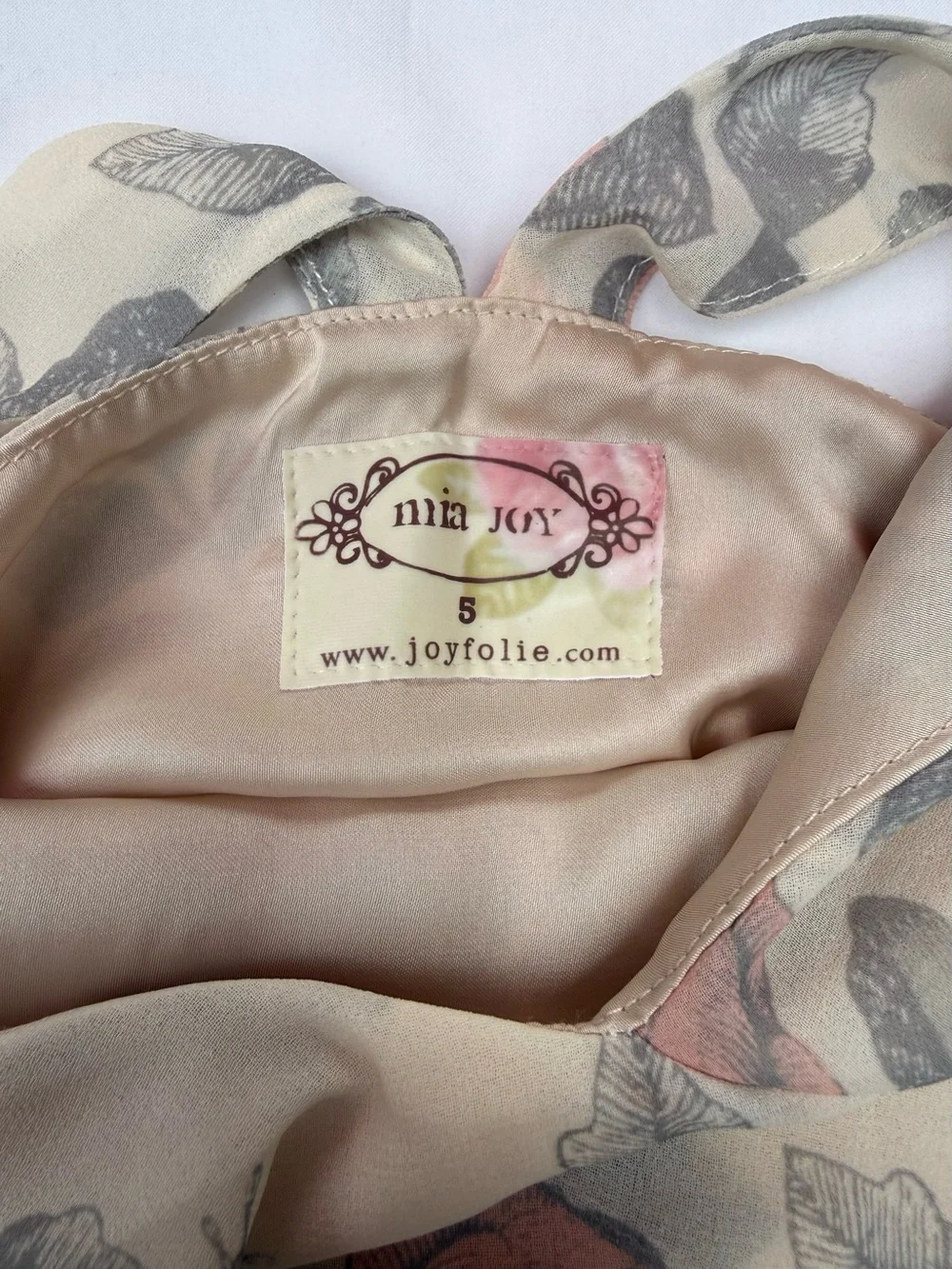 Joyfolie Cream Jumpsuit with Pink Rose Print
